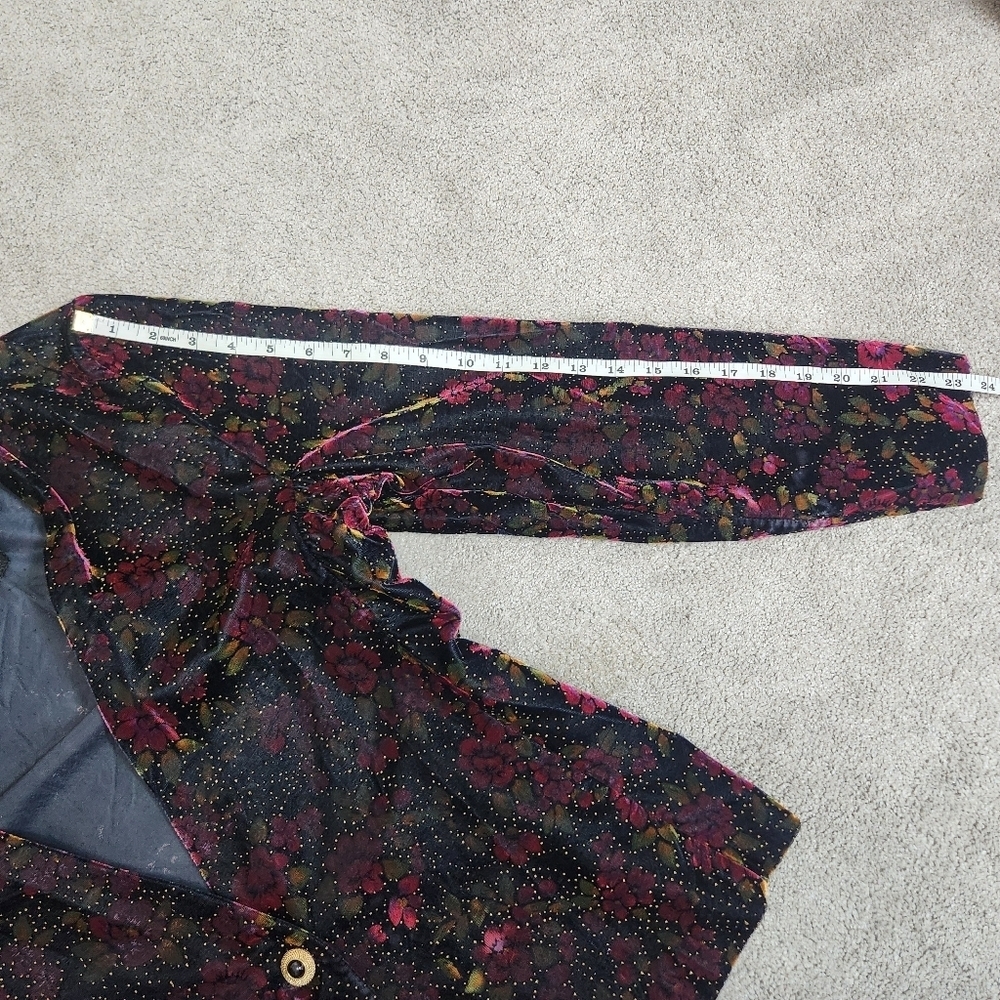 VTG Velvet Statement Jacket Floral Sparkle Black Size M - Picture 9 of 13